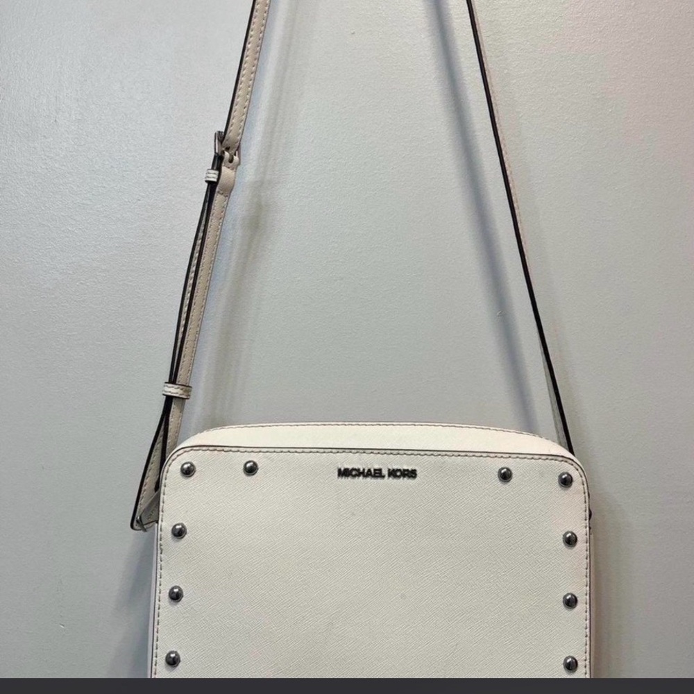 Michael Kors Cream Saffiano Studded Crossbody Bag